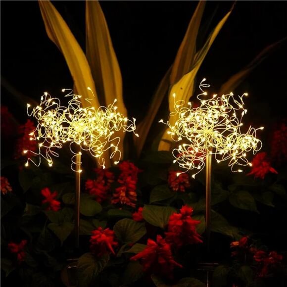 Solar Garden Firework Lights Decor Waterproof 2 Pack,120 Led Solar Powered - Picture 2 of 7